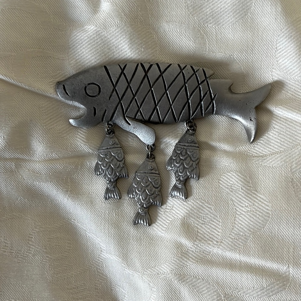 Rare Pewter JJ Fish Pin